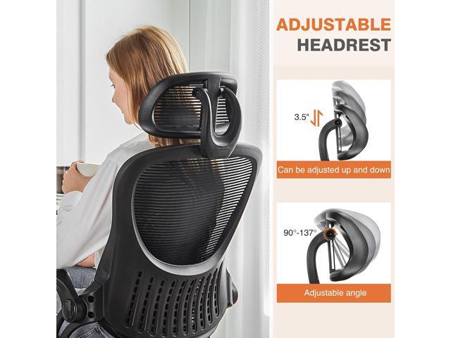 Sweetcrispy Office Computer Desk Chair, Ergonomic High-Back Mesh Rolling Work Chairs with Wheels and Adjustable Headrests, Comfortable Lumbar...