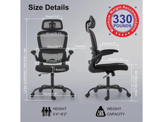 TRALT Office Chair Ergonomic Desk Chair, 330 LBS Home Mesh Office Desk Chairs with Wheels, Comfortable Gaming Chair, High Back Office Chair for...