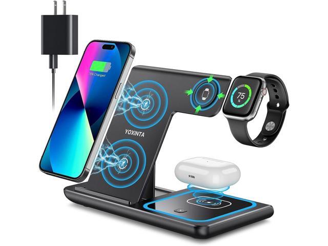 Wireless Charger, 3 in 1 Wireless Charging Station, Fast Wireless Charger Stand for iPhone 15 14 13 12 11 Pro Max XR XS 8 Plus, for Apple Watch 8 7...