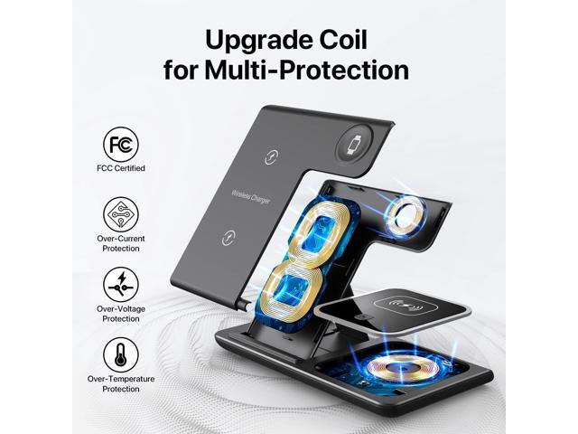 Wireless Charger, 3 in 1 Wireless Charging Station, Fast Wireless Charger Stand for iPhone 15 14 13 12 11 Pro Max XR XS 8 Plus, for Apple Watch 8 7...