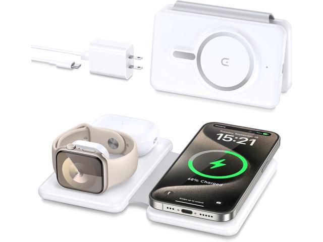 Magnetic Wireless Charger for iPhone: 3 in 1 Travel Charging Station for Apple Devices for iPhone 15 14 13 12 Pro Max Plus - Foldable Charging Pad...