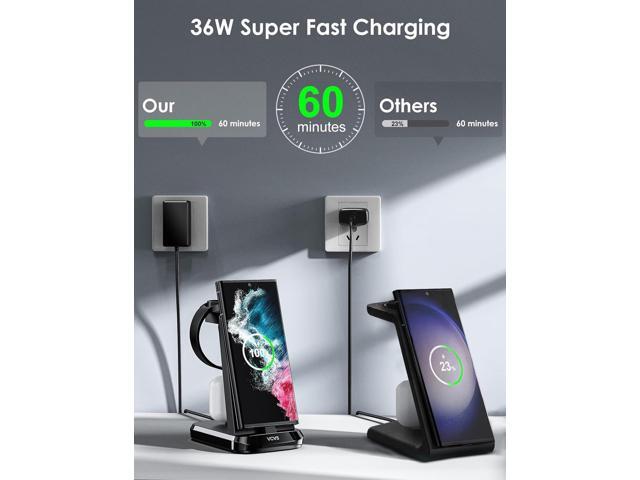 36W USB C Super Fast Charging Station for Samsung Phones Watches Earbuds, VCVS 3 in 1 Wireless Charger for Samsung Galaxy Watch 6/5/4/3, Galaxy...
