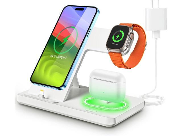 3 in 1 Charging Station for Multiple Devices,Fast Charger Stand for iWatch & AirpodsFoldable Charging Stand Dock for iPhone 14/13/12/11/10/...
