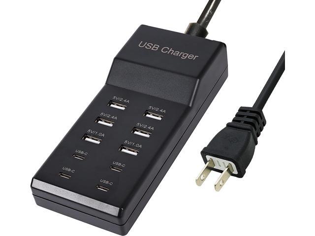 Wyssay USB Charger,5V 10A(50W) USB Charging Station with 10-Port (6 USB-A Port & 4 USB-C Port) Compatible with iPhone 15/14/13/12/11/X/8/7/6...