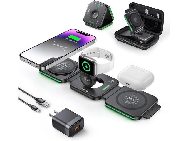 3 in 1 Magnetic Foldable Charger,Wireless Charging Station for Travel,Charging Pad Compatible for iPhone 14/13/12/Pro/Max/Mini,AirPods...