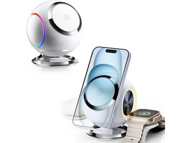 Venus 3 in 1 RGB Charging Station for Apple Devices(30W Adapter), PEXXUS Mag - Safe Charger Stand Magnetic Compatible for iPhone 15,14,13,12 Pro...