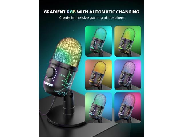 Gaming Microphone, USB Computer Microphone for PC, Mac, PS4/5, Condenser Podcast Mic for Studio Recording, YouTube, Streaming, with Headphone Jack,...