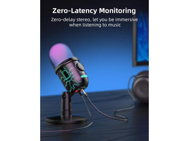 Gaming Microphone, USB Computer Microphone for PC, Mac, PS4/5, Condenser Podcast Mic for Studio Recording, YouTube, Streaming, with Headphone Jack,...