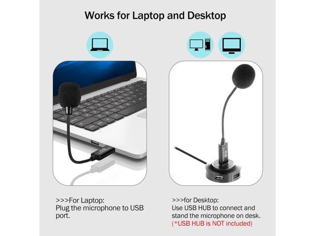 Mini USB Microphone for Laptop and Desktop Computer, with Gooseneck & Universal USB Sound Card, Compatible with PC and Mac, Plug & Play, Ideal...
