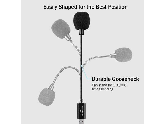 Mini USB Microphone for Laptop and Desktop Computer, with Gooseneck & Universal USB Sound Card, Compatible with PC and Mac, Plug & Play, Ideal...