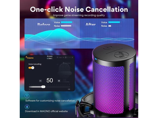 MAONO USB Gaming Microphone for PC, Noise Cancellation Condenser Mic with RGB Lights, Mute, Gain for Streaming, Recording, Podcast, Chat, Twitch,...