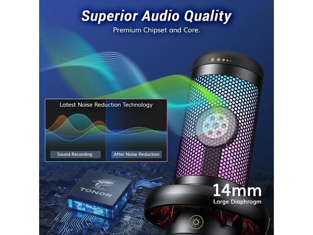 Gaming Mic, USB Microphone for PC Computer, Cardioid Condenser Mic with Adjustable RGB Modes & Brightness, Quick Mute, Gain Control, for Streaming,...
