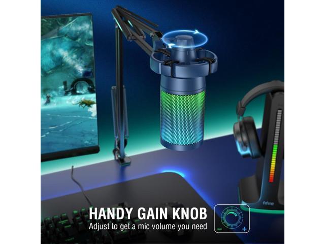 FIFINE USB Gaming Streaming Recording PC Microphone Kit, RGB Condenser Computer Mic Bundle for Podcasts, Audio, Vocal, Video on Mac/Desktop/Laptop,...
