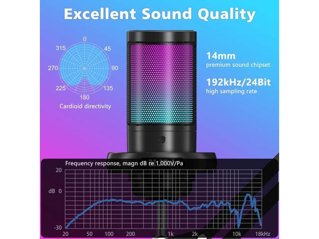 USB Gaming Microphone for PC, Condenser Mic with Boom Arm for PS4/ PS5/ Mac/Phone with Touch Mute, RGB Lighting,Gain knob & Monitoring Jack for...