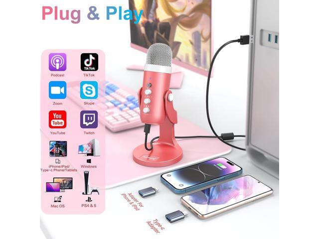 ZealSound USB Microphone,Condenser Computer Mic,Plug & Play Gaming Microphones for PS 4 & 5.Headphone Output & Volume Control,Mic Gain Control,Mute...
