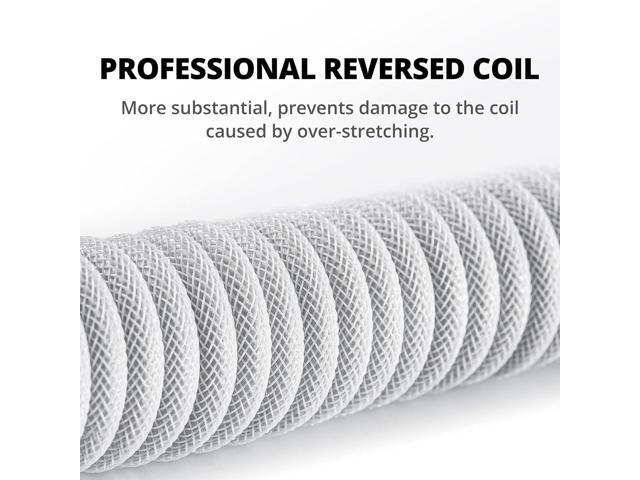 Pro Custom Coiled USB C Cable for Gaming Keyboard, Double-Sleeved Mechanical Keyboard Cable with Detachable Metal Aviator, 1.5M USB-C to USB-A,...