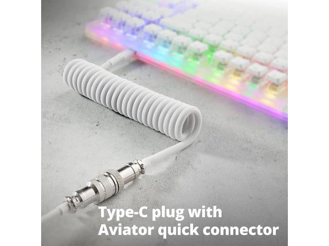 Pro Custom Coiled USB C Cable for Gaming Keyboard, Double-Sleeved Mechanical Keyboard Cable with Detachable Metal Aviator, 1.5M USB-C to USB-A,...
