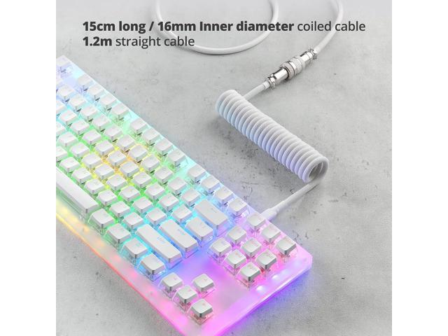 Pro Custom Coiled USB C Cable for Gaming Keyboard, Double-Sleeved Mechanical Keyboard Cable with Detachable Metal Aviator, 1.5M USB-C to USB-A,...