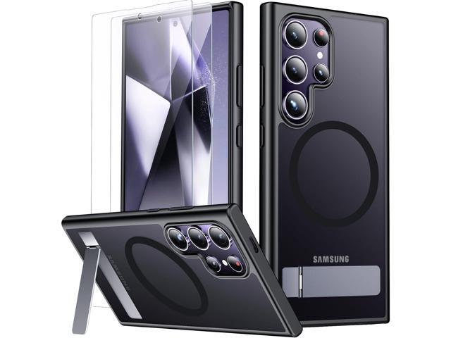 Magnetic for Samsung Galaxy S24 Ultra Case, [3 Stand Ways][ Military Grade Drop Protection] with Invisible Stand Translucent Matte Case for Samsung...