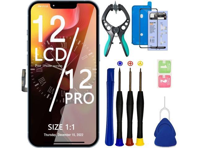 for iPhone 12/12 Pro Screen Replacement Kit 6.1 inch Full HD LCD Display 3D Touch Screen Digitizer Full Assembly + Repair Tools + Screen Protector