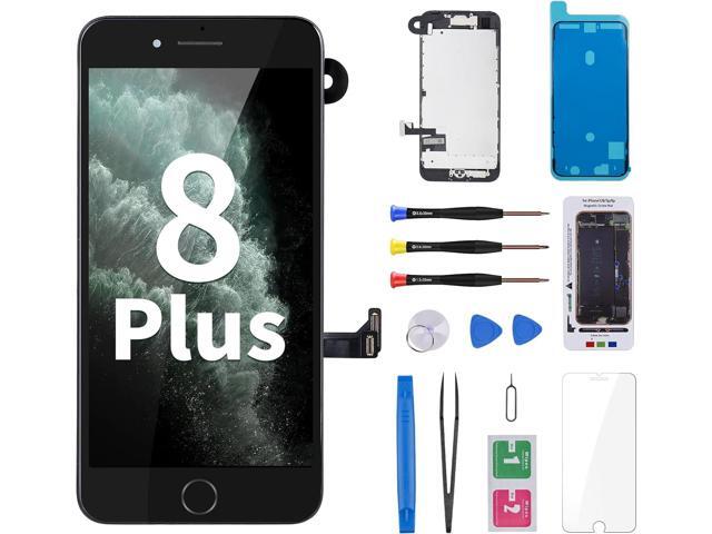 for iPhone 8 Plus Screen Replacement with Home Button Black Repair Kit 3D Touch LCD Display Digitizer Full Assembly Front Camera Ear Speaker Sensor...