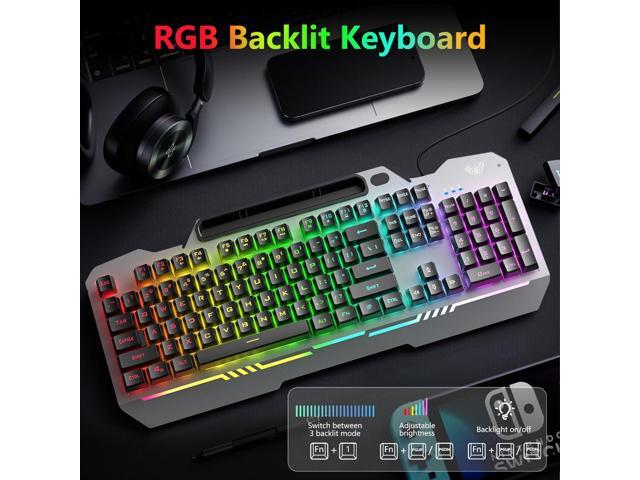 Gaming Keyboard, 104 Keys Gaming Keyboard and Mouse Combo with RGB Backlit, All-Metal Panel, Anti-Ghosting, PC Gaming Keyboard and Mouse, Wired...