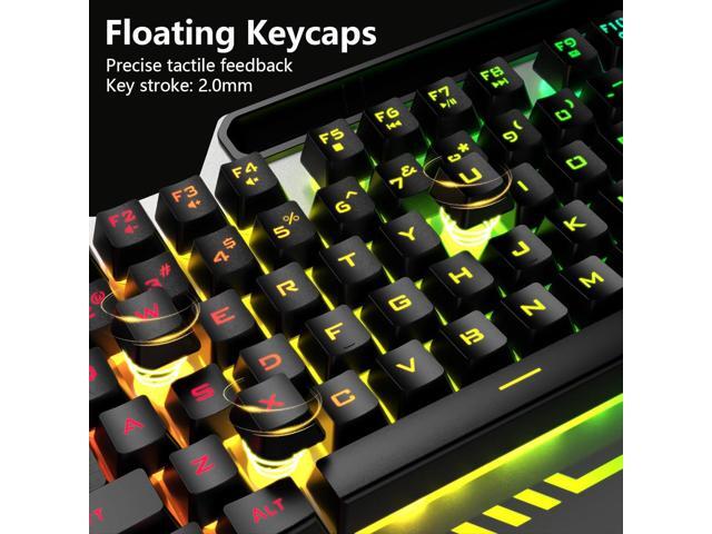 Gaming Keyboard, 104 Keys Gaming Keyboard and Mouse Combo with RGB Backlit, All-Metal Panel, Anti-Ghosting, PC Gaming Keyboard and Mouse, Wired...