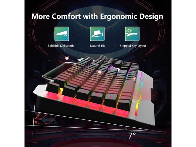 Gaming Keyboard, 104 Keys Gaming Keyboard and Mouse Combo with RGB Backlit, All-Metal Panel, Anti-Ghosting, PC Gaming Keyboard and Mouse, Wired...