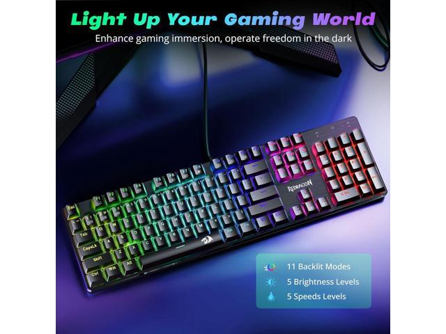 Mechanical Gaming Keyboard Wired, 11 Programmable Backlit Modes, Hot-Swappable Red Switch, Anti-Ghosting, Double-Shot PBT Keycaps, Light Up...