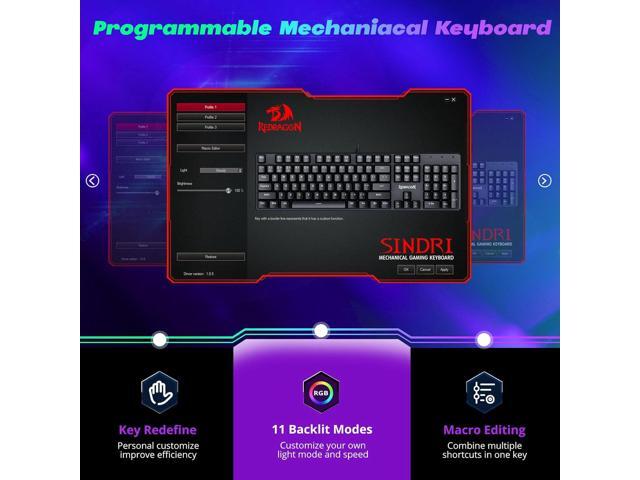 Mechanical Gaming Keyboard Wired, 11 Programmable Backlit Modes, Hot-Swappable Red Switch, Anti-Ghosting, Double-Shot PBT Keycaps, Light Up...