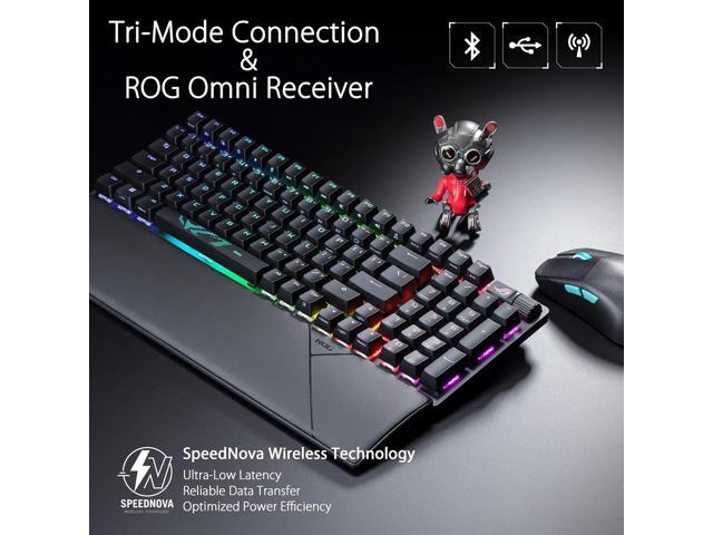 ROG Strix Scope II 96 Wireless Gaming Keyboard, Tri-Mode Connection, Dampening Foam & Switch-Dampening Pads, Hot-Swappable Pre-lubed ROG NX Snow...