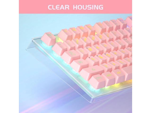 Gaming Keyboard and Mouse Combo, K1 RGB LED Backlit Keyboard with 104 Keys Computer PC Gaming Keyboard for PC/Laptop (Pink)
