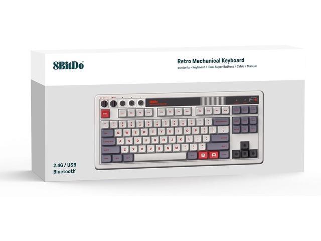 8Bitdo Retro Mechanical Keyboard, Bluetooth/2.4G/USB-C Hot Swappable Gaming Keyboard with 87 Keys, Dual Super Programmable Buttons for Windows and...