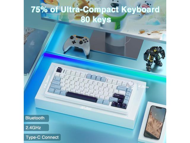 F75 75% Wireless Mechanical Keyboard,Gasket Hot Swappable Custom Keyboard,Pre-lubed Reaper Switches RGB Backlit Gaming...