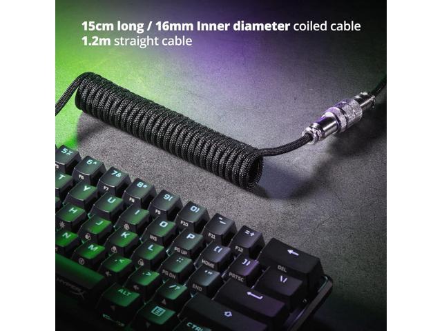 Pro Custom Coiled USB C Cable for Gaming Keyboard, Double-Sleeved Mechanical Keyboard Cable with Detachable Metal Aviator, 1.5M USB-C to USB-A,...