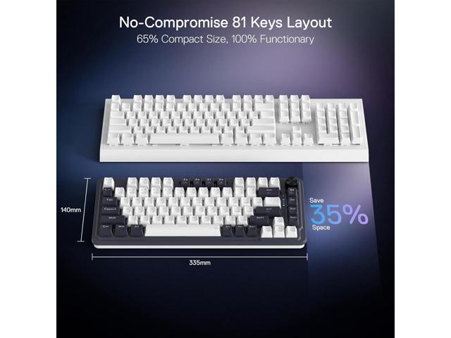 K673 PRO 75% Wireless Gasket RGB Gaming Keyboard, 3-Modes 81 Keys Compact Mechanical Keyboard Hot-Swap Socket, Dedicated Knob Control and Sound...
