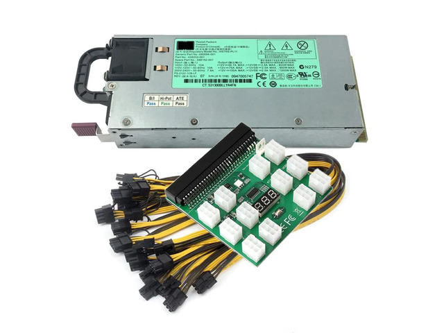 1200W GPU Mining Power Supply Server PSU 490594-001 438203-001 498152-001 HSTNS-PL11 Breakout Board PCIe 6Pin to 6+2Pin Cables