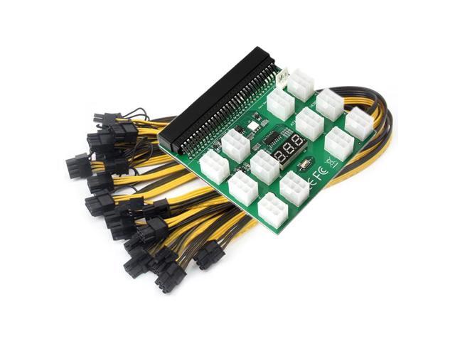 Power Module Breakout Board Kit With 12pcs 6Pin Male to 6+2Pin 8Pin Male Power Cables For 1200W/750W GPU Mining Power Supply