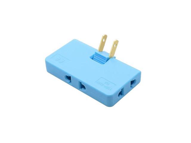 US TO EU Wall Outlet Extender 3 Way Flat Wall Outlet Extender AC Adapter 2-Prong Mini Indoor Plug Folding Outlet Splitter colourBlue