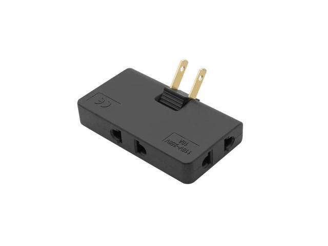 US TO EU Wall Outlet Extender 3 Way Flat Wall Outlet Extender AC Adapter 2-Prong Mini Indoor Plug Folding Outlet Splitter colourBlack