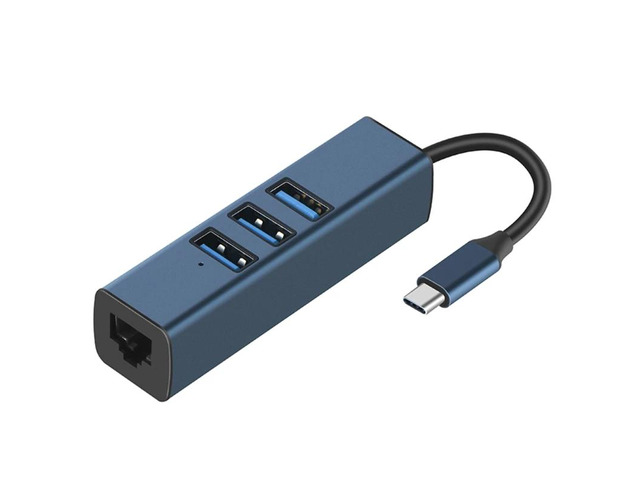 TypeC Ethernet USB to RJ45 Hub 100M Ethernet Adapter Card with USB3.0 2.0 Hub Dr