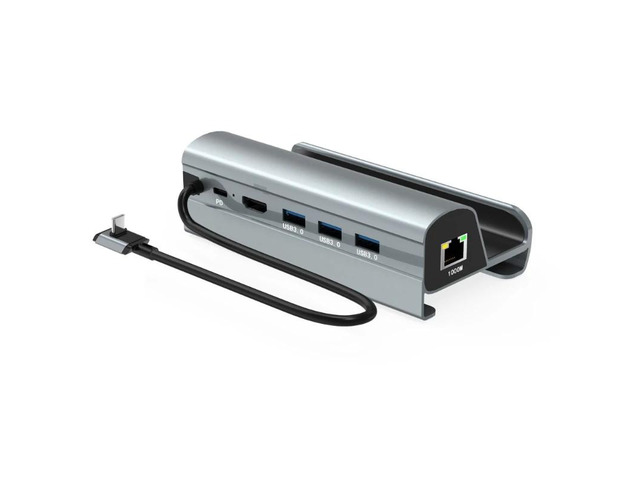 6 in 1 for Steam Deck Dock with 4K60Hz Gigabit Ethernet,3 USB3.0 and PD60W(Silve