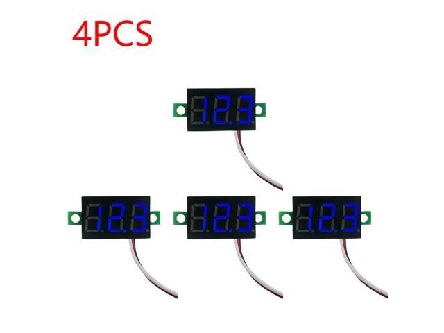0.28 Inch 2 wires DC 5V-30V Mini Digital Voltmeter Voltage Tester Meter LED Screen meter(4PCS Blue)