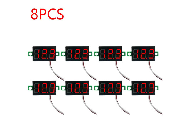 0.28 Inch 2 wires DC 5V-30V Mini Digital Voltmeter Voltage Tester Meter LED Screen meter(8PCS Red)