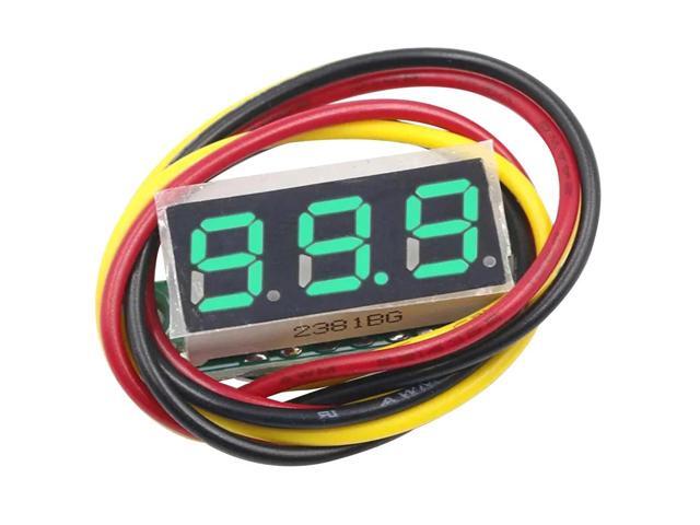3 Wires Digital Voltmeter 0-100V 0.28 Inch Gauge Tester Digital Voltage Tester Reverse Polarity Protection(Green)