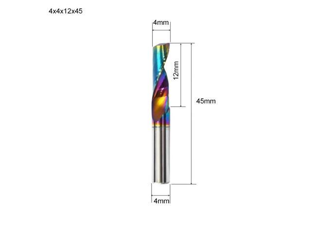 Flute for Aluminum Milling Cutter DLC Coated Colorful Aluminum Profile Composite Cutting Head Engraving Machine(5 pieces (4x12x45mm