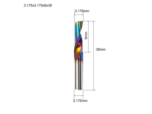 Flute for Aluminum Milling Cutter DLC Coated Colorful Aluminum Profile Composite Cutting Head Engraving Machine(1 pieces (3.175X8x38mm