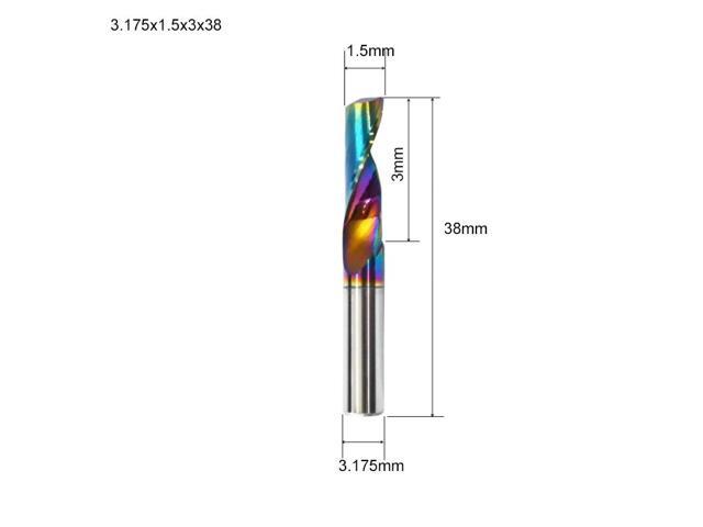 Flute for Aluminum Milling Cutter DLC Coated Colorful Aluminum Profile Composite Cutting Head Engraving Machine(1 pieces (3.175X1.5X3mm