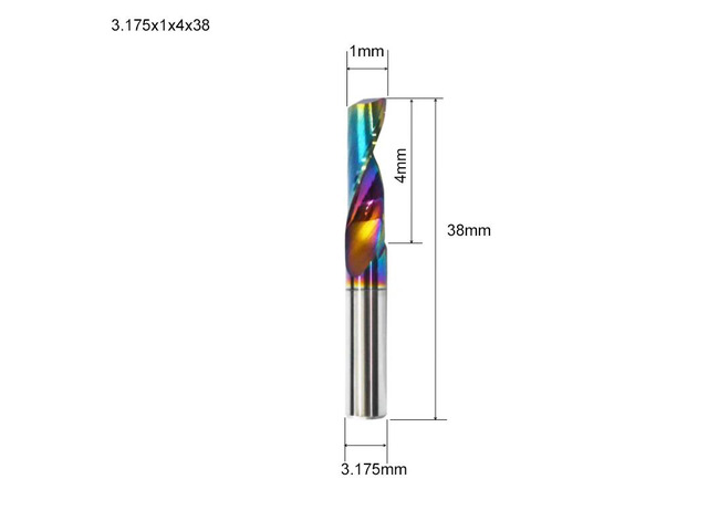 Flute for Aluminum Milling Cutter DLC Coated Colorful Aluminum Profile Composite Cutting Head Engraving Machine(1 pieces (3.175X1X4mm