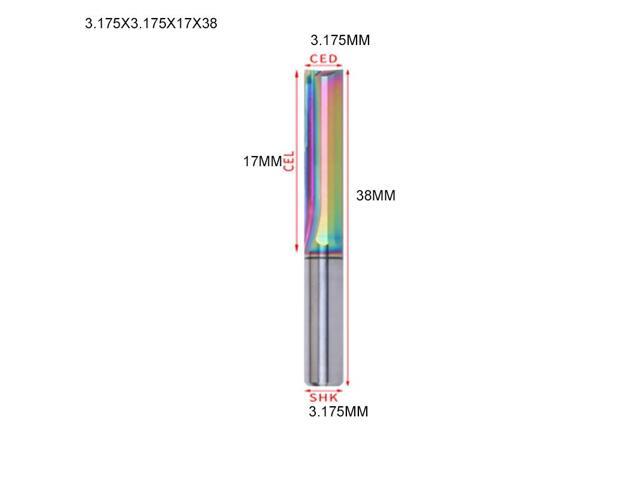 5pieces 3.175x3.175x17x38mm Two Flutes Straight Slot Colorful Coated End Milling Cutter For Wood CNC Engraving Carbide Endmills